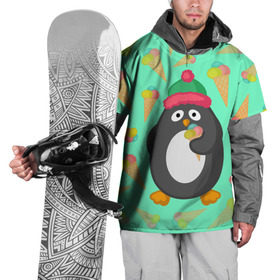 Накидка на куртку 3D с принтом Пингвин с мороженым в Курске, 100% полиэстер |  | Тематика изображения на принте: животные | милые животные | мороженое | пингвин | прикольные животные