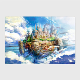 Магнитный плакат 3Х2 с принтом Фэнтези в Курске, Полимерный материал с магнитным слоем | 6 деталей размером 9*9 см | art | clouds | fantasy | flying | flying in the sky | painting | ship | town | в небе | город | искусство | картина | корабль | летит | летучий | облака | фэнтези