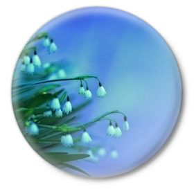 Значок с принтом Подснежники в Курске,  металл | круглая форма, металлическая застежка в виде булавки | flower | весна | поле | полевой цветок | цветочки | цветы