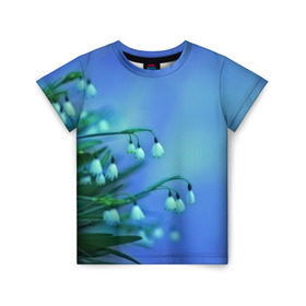 Детская футболка 3D с принтом Подснежники в Курске, 100% гипоаллергенный полиэфир | прямой крой, круглый вырез горловины, длина до линии бедер, чуть спущенное плечо, ткань немного тянется | Тематика изображения на принте: flower | весна | поле | полевой цветок | цветочки | цветы
