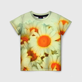 Детская футболка 3D с принтом Подсолнух в Курске, 100% гипоаллергенный полиэфир | прямой крой, круглый вырез горловины, длина до линии бедер, чуть спущенное плечо, ткань немного тянется | flower | лето | полевой цветок | цветочки | цветы