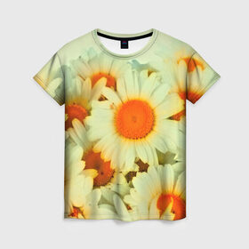Женская футболка 3D с принтом Подсолнух в Курске, 100% полиэфир ( синтетическое хлопкоподобное полотно) | прямой крой, круглый вырез горловины, длина до линии бедер | flower | лето | полевой цветок | цветочки | цветы