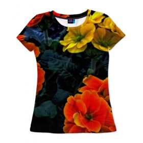 Женская футболка 3D с принтом Flower Spring в Курске, 100% полиэфир ( синтетическое хлопкоподобное полотно) | прямой крой, круглый вырез горловины, длина до линии бедер | 