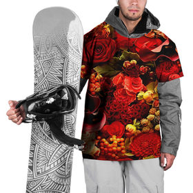 Накидка на куртку 3D с принтом Букет цветов в Курске, 100% полиэстер |  | flower | красные | розы | цветочки | цветы