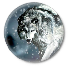 Значок с принтом Волк в Курске,  металл | круглая форма, металлическая застежка в виде булавки | animal | art | night | painting | predator | snow | view | winter | wolf | взгляд | волк | животное | зима | искусство | картина | ночь | снег | хищник