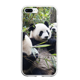 Чехол для iPhone 7Plus/8 Plus матовый с принтом Семейка панд в Курске, Силикон | Область печати: задняя сторона чехла, без боковых панелей | бамбук | животное | зверь | косолапый | лес | медведи | медведь | миша | мишка | мишутка | млекопитающее | панда | природа | трое
