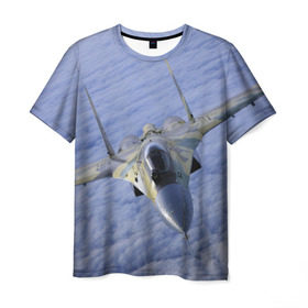 Мужская футболка 3D с принтом Су - 35 в Курске, 100% полиэфир | прямой крой, круглый вырез горловины, длина до линии бедер | Тематика изображения на принте: самолет