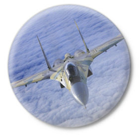Значок с принтом Су - 35 в Курске,  металл | круглая форма, металлическая застежка в виде булавки | самолет