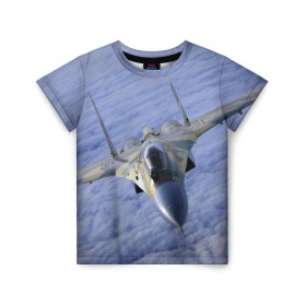 Детская футболка 3D с принтом Су - 35 в Курске, 100% гипоаллергенный полиэфир | прямой крой, круглый вырез горловины, длина до линии бедер, чуть спущенное плечо, ткань немного тянется | самолет