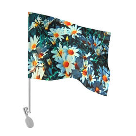 Флаг для автомобиля с принтом Полевые ромашки в Курске, 100% полиэстер | Размер: 30*21 см | flower | лето | полевой цветок | цветочки | цветы