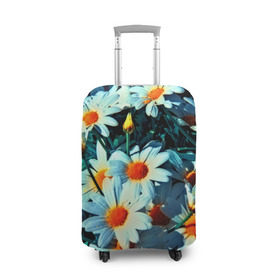 Чехол для чемодана 3D с принтом Полевые ромашки в Курске, 86% полиэфир, 14% спандекс | двустороннее нанесение принта, прорези для ручек и колес | flower | лето | полевой цветок | цветочки | цветы