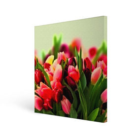 Холст квадратный с принтом Букет тюльпанов в Курске, 100% ПВХ |  | flower | весна | цветочки | цветы