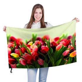 Флаг 3D с принтом Букет тюльпанов в Курске, 100% полиэстер | плотность ткани — 95 г/м2, размер — 67 х 109 см. Принт наносится с одной стороны | flower | весна | цветочки | цветы