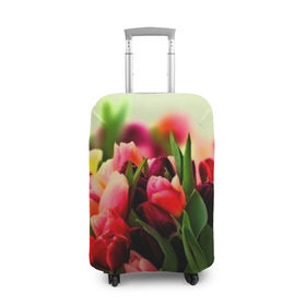 Чехол для чемодана 3D с принтом Букет тюльпанов в Курске, 86% полиэфир, 14% спандекс | двустороннее нанесение принта, прорези для ручек и колес | flower | весна | цветочки | цветы