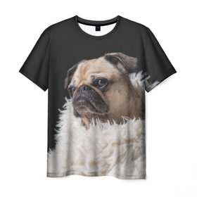 Мужская футболка 3D с принтом Мопс в Курске, 100% полиэфир | прямой крой, круглый вырез горловины, длина до линии бедер | Тематика изображения на принте: бульдог | мопс | мопсик | мопсы | пес | песик | песики | собака | собаки | собачка