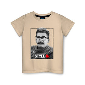Детская футболка хлопок с принтом Style in в Курске, 100% хлопок | круглый вырез горловины, полуприлегающий силуэт, длина до линии бедер | Тематика изображения на принте: stalin | сталин