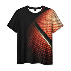 Мужская футболка 3D с принтом Баскетбольный мяч в Курске, 100% полиэфир | прямой крой, круглый вырез горловины, длина до линии бедер | баскетбол | мяч | оранжевый | спорт | стритбол