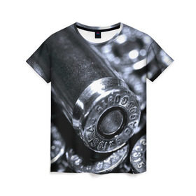 Женская футболка 3D с принтом Гильзы в Курске, 100% полиэфир ( синтетическое хлопкоподобное полотно) | прямой крой, круглый вырез горловины, длина до линии бедер | война | гильза | патрон | пистолет | пуля | стрельба