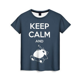 Женская футболка 3D с принтом Keep calm and zzz в Курске, 100% полиэфир ( синтетическое хлопкоподобное полотно) | прямой крой, круглый вырез горловины, длина до линии бедер | cat | cute | keep calm | sleep | zzz | будь спокоен | кот | котик | кошак | милый | с надписью | спящий