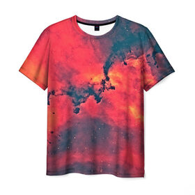 Мужская футболка 3D с принтом Звёздное пространство в Курске, 100% полиэфир | прямой крой, круглый вырез горловины, длина до линии бедер | space | вселенная | космический | космос | красный