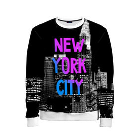 Детский свитшот 3D с принтом Нью-Йорк в Курске, 100% полиэстер | свободная посадка, прямой крой, мягкая тканевая резинка на рукавах и понизу свитшота | america | capital | city | lights | new york | night | skyscrapers | tourism | usa | америка | город | ночь | нью йорк | огни | столица | сша | туризм