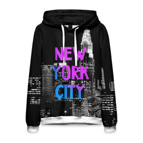 Мужская толстовка 3D с принтом Нью-Йорк в Курске, 100% полиэстер | двухслойный капюшон со шнурком для регулировки, мягкие манжеты на рукавах и по низу толстовки, спереди карман-кенгуру с мягким внутренним слоем. | america | capital | city | lights | new york | night | skyscrapers | tourism | usa | америка | город | ночь | нью йорк | огни | столица | сша | туризм
