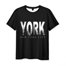 Мужская футболка 3D с принтом Нью-Йорк в Курске, 100% полиэфир | прямой крой, круглый вырез горловины, длина до линии бедер | Тематика изображения на принте: america | capital | city | lights | new york | night | skyscrapers | tourism | usa | америка | город | ночь | нью йорк | огни | столица | сша | туризм