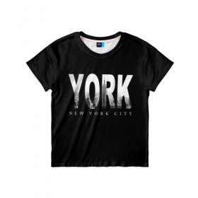 Детская футболка 3D с принтом Нью-Йорк в Курске, 100% гипоаллергенный полиэфир | прямой крой, круглый вырез горловины, длина до линии бедер, чуть спущенное плечо, ткань немного тянется | america | capital | city | lights | new york | night | skyscrapers | tourism | usa | америка | город | ночь | нью йорк | огни | столица | сша | туризм