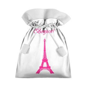 Подарочный 3D мешок с принтом Bonjour в Курске, 100% полиэстер | Размер: 29*39 см | Тематика изображения на принте: bonjour | france | hi | paris | the eiffel tower | tourism | башня | париж | привет | туризм | франция | эйфелева