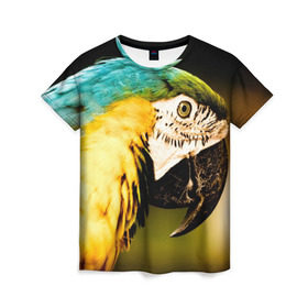 Женская футболка 3D с принтом Попугай в Курске, 100% полиэфир ( синтетическое хлопкоподобное полотно) | прямой крой, круглый вырез горловины, длина до линии бедер | двое | классный | клюв | красивый | крылья | попугай | попугайчик | птица | птичка | радужный