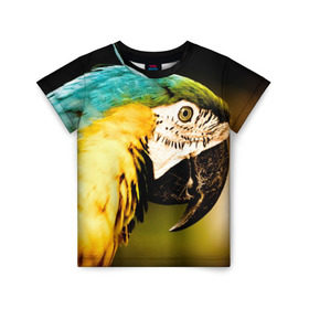 Детская футболка 3D с принтом Попугай в Курске, 100% гипоаллергенный полиэфир | прямой крой, круглый вырез горловины, длина до линии бедер, чуть спущенное плечо, ткань немного тянется | двое | классный | клюв | красивый | крылья | попугай | попугайчик | птица | птичка | радужный