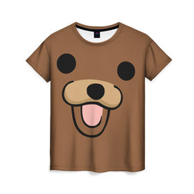Женская футболка 3D с принтом Медведь в Курске, 100% полиэфир ( синтетическое хлопкоподобное полотно) | прямой крой, круглый вырез горловины, длина до линии бедер | интернет | клевый | медведь | мем | мишка | мишки | прикол | прикольный | смешной | шутка