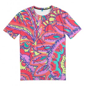 Мужская футболка 3D с принтом Рыбки в Курске, 100% полиэфир | прямой крой, круглый вырез горловины, длина до линии бедер | абстракция | краски | психо | психоделический | цвета