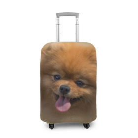 Чехол для чемодана 3D с принтом Шпиц в Курске, 86% полиэфир, 14% спандекс | двустороннее нанесение принта, прорези для ручек и колес | shpic | животные | мордочка | пёс | рыжий | собака | собачка | язык