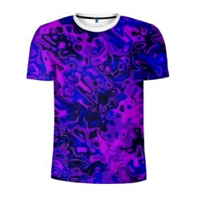Мужская футболка 3D спортивная с принтом Фиолетовые разводы в Курске, 100% полиэстер с улучшенными характеристиками | приталенный силуэт, круглая горловина, широкие плечи, сужается к линии бедра | 