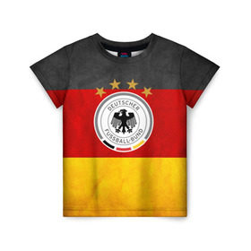 Детская футболка 3D с принтом Сборная Германии в Курске, 100% гипоаллергенный полиэфир | прямой крой, круглый вырез горловины, длина до линии бедер, чуть спущенное плечо, ткань немного тянется | Тематика изображения на принте: germany | германия | футбольная форма