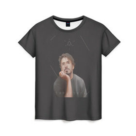 Женская футболка 3D с принтом Tony Stark в Курске, 100% полиэфир ( синтетическое хлопкоподобное полотно) | прямой крой, круглый вырез горловины, длина до линии бедер | Тематика изображения на принте: младший | роберт