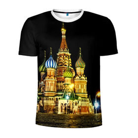 Мужская футболка 3D спортивная с принтом Москва в Курске, 100% полиэстер с улучшенными характеристиками | приталенный силуэт, круглая горловина, широкие плечи, сужается к линии бедра | kremlin | moscow | russia | город | кремль | москва | ночь | огни | река