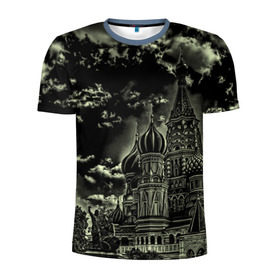 Мужская футболка 3D спортивная с принтом Москва в Курске, 100% полиэстер с улучшенными характеристиками | приталенный силуэт, круглая горловина, широкие плечи, сужается к линии бедра | кремль | ночь | пейзаж