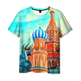 Мужская футболка 3D с принтом Moscow Russia в Курске, 100% полиэфир | прямой крой, круглый вырез горловины, длина до линии бедер | kremlin | moscow | russia | город | кремль | москва | ночь | огни | река