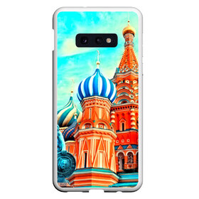 Чехол для Samsung S10E с принтом Moscow Russia в Курске, Силикон | Область печати: задняя сторона чехла, без боковых панелей | Тематика изображения на принте: kremlin | moscow | russia | город | кремль | москва | ночь | огни | река