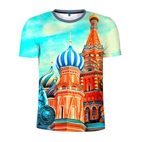 Мужская футболка 3D спортивная с принтом Moscow Russia в Курске, 100% полиэстер с улучшенными характеристиками | приталенный силуэт, круглая горловина, широкие плечи, сужается к линии бедра | kremlin | moscow | russia | город | кремль | москва | ночь | огни | река