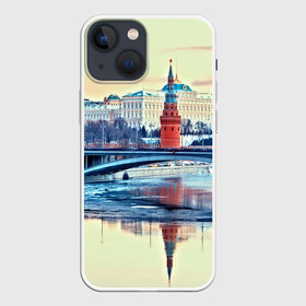 Чехол для iPhone 13 mini с принтом Река Москва в Курске,  |  | kremlin | moscow | russia | город | кремль | москва | ночь | огни | река