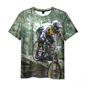 Мужская футболка 3D с принтом Велоспорт гонка в Курске, 100% полиэфир | прямой крой, круглый вырез горловины, длина до линии бедер | велик | велосипед | гонка | горы | деревья | железный конь | колесо | лес | лисапед | природа | ровер | спорт | спортсмен | стальной конь | тандем | трицикл | шлем