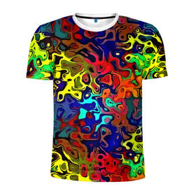 Мужская футболка 3D спортивная с принтом Разноцветные разводы в Курске, 100% полиэстер с улучшенными характеристиками | приталенный силуэт, круглая горловина, широкие плечи, сужается к линии бедра | абстракция | краска | размытие