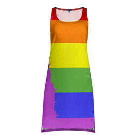 Платье-майка 3D с принтом Радужный флаг в Курске, 100% полиэстер | полуприлегающий силуэт, широкие бретели, круглый вырез горловины, удлиненный подол сзади. | город | любовь | отношения | радуга | сердце | сталица | флаг
