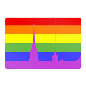 Магнитный плакат 3Х2 с принтом Радужный флаг в Курске, Полимерный материал с магнитным слоем | 6 деталей размером 9*9 см | Тематика изображения на принте: город | любовь | отношения | радуга | сердце | сталица | флаг