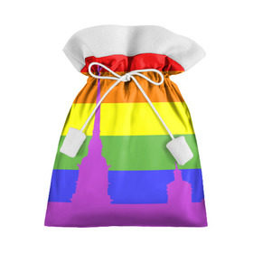 Подарочный 3D мешок с принтом Радужный флаг в Курске, 100% полиэстер | Размер: 29*39 см | Тематика изображения на принте: город | любовь | отношения | радуга | сердце | сталица | флаг