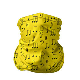 Бандана-труба 3D с принтом Ноты в Курске, 100% полиэстер, ткань с особыми свойствами — Activecool | плотность 150‒180 г/м2; хорошо тянется, но сохраняет форму | желтый | музыка