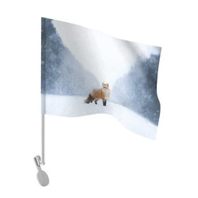 Флаг для автомобиля с принтом лесная красотка в Курске, 100% полиэстер | Размер: 30*21 см | зима | лес | лиса | рыжая | снег | тайга